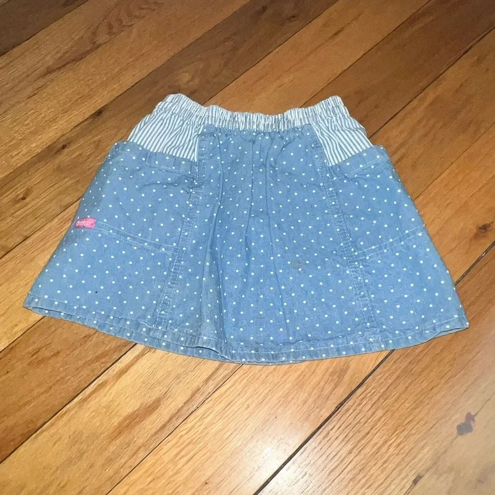 Vintage‎ 1990s Oshkosh Polka Dot Denim Shirt and Pocket Skirt Set